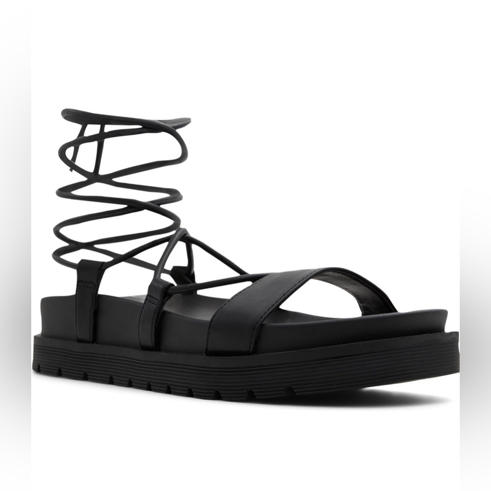 Call It Spring Platform Strappy Black Jayda Sandals
